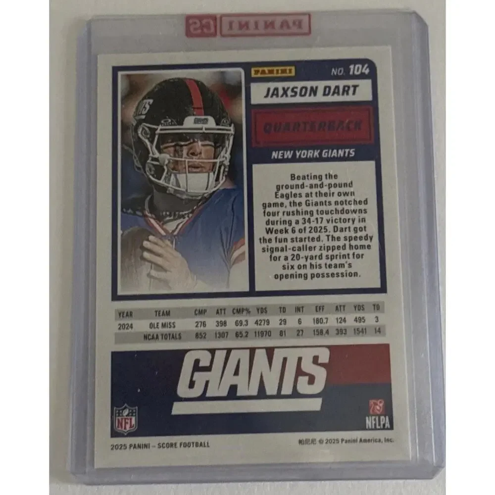 2025 PANINI CASE HIT SSP MYSTERY ROOKIES #4 RC JAXSON DART PLUS REDEMPTION CARD